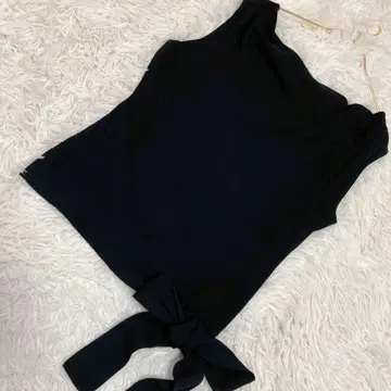 INDIVI 밑단 리본 니트 블랙 38 귀여운 세련된 청순 고급