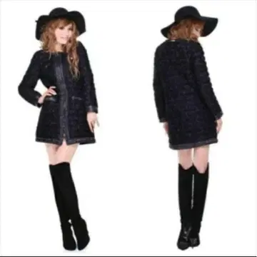 [ 새상품급 ] Rady 올 레이스 노카라 다운 코트 블랙