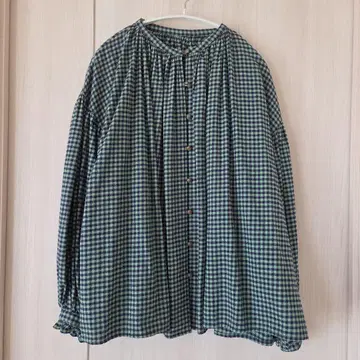 BEAMS BOY 그린 체크 무늬 긴팔 셔츠