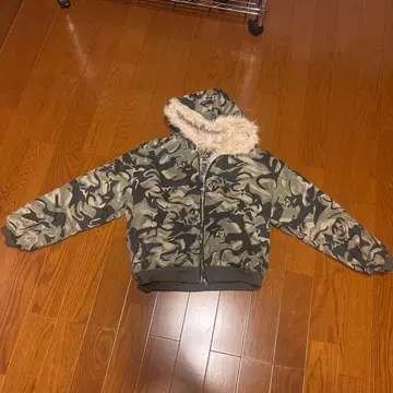 y2k 카모 패턴 퍼 지퍼 후드티 퍼 다운