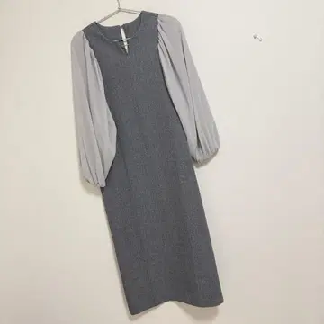 나노 유니버스 시어 볼륨 슬리브 콤비 원피스