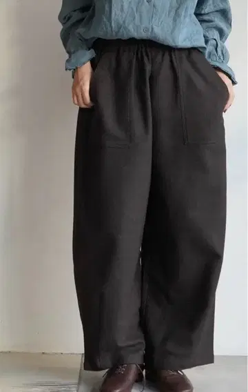 nuuno 포카 팬츠 울 체크 무늬