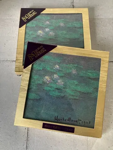 모네 수련 회화 디자인 손수건 2장 세트 박스 포함 미술관 컬렉션