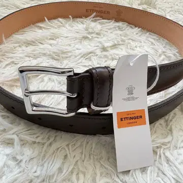 미사용 택 포함 에팅거 천연 가죽 벨트 80 다크 브라운 남성용