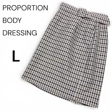 프로포션 바디 드레싱 체크 무늬 타이트 스커트 벨트 포함 L
