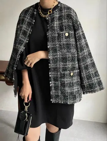 새상품급 doudou 트위드 자켓 블랙