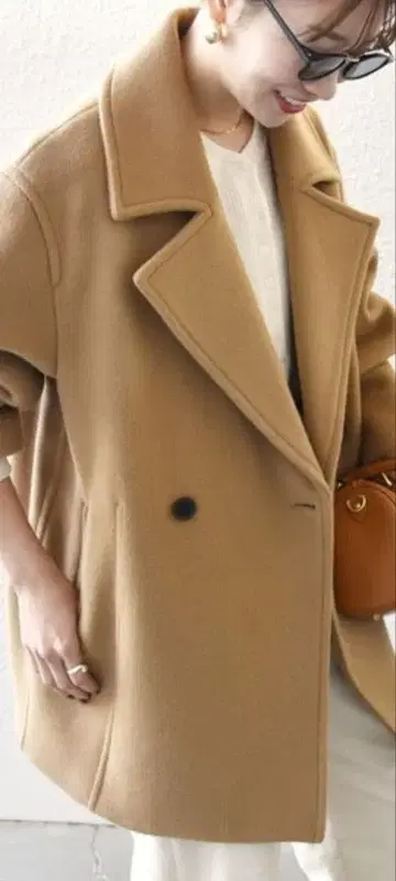 카멜 울 100% 체스터 코트