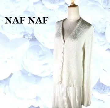 [나프나프] 니트 가디건 [F] 화이트 긴팔 파일 원단 쉘 버튼