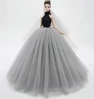 베일 포함 하이넥 드레스 리카짱 바비 제니짱 인형용