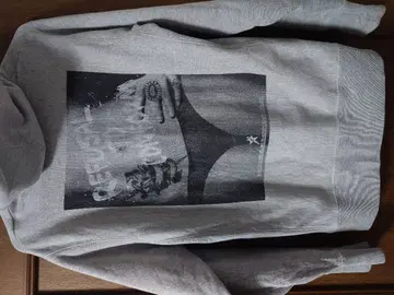 blow 그레이 그래픽 프린트 후드 부착 후드티