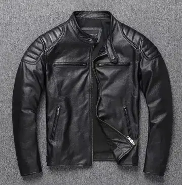 블랙 가죽 라이더 자켓