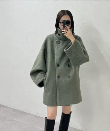 [ mystic ] [ EC 한정 컬러/그린 ] 샤기 미들 코트