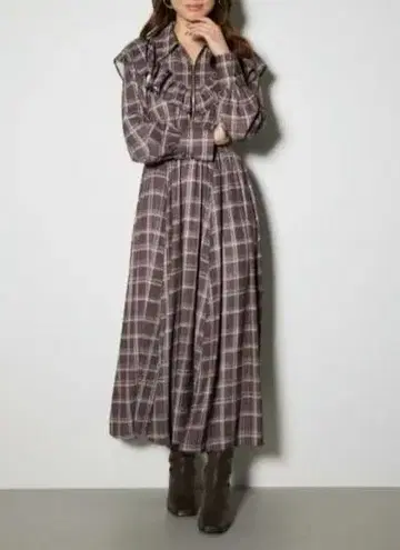 택 포함 미사용 프론트 ZIP 셔츠 원피스