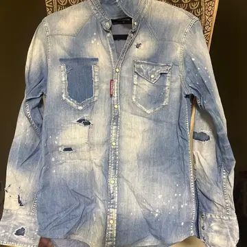 디스퀘어드 데님 셔츠 데미지 가공