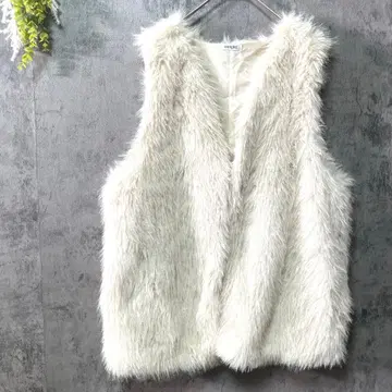 잉그 퍼 베스트 인조 모피 겉옷 레이어드 가을/겨울 따뜻한 페미닌 M