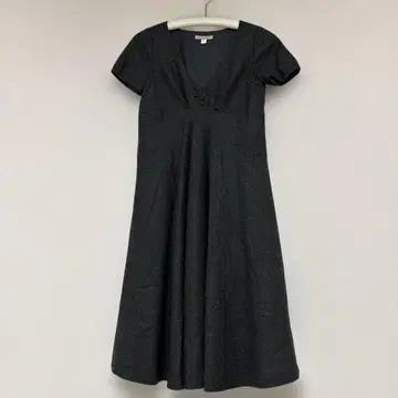 울 100% 휴먼 우먼 다크 그레이 A라인 원피스