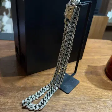 크리스탈 장식 실버 체인 목걸이 50cm