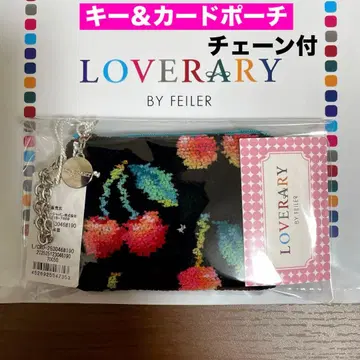 [ 새상품 ] FEILER 러브러리 키 & 카드 파우치 체리 도트 블랙