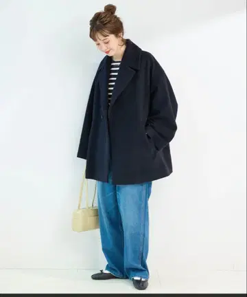 네이비 피 코트 베이직 스톡