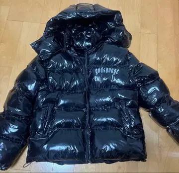 godsavage 후드 부착 퍼퍼 자켓 블랙