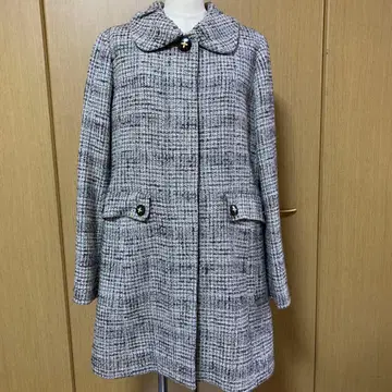 그레이 계열 트위드 롱 코트