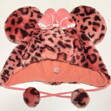 디즈니 미니 표범 무늬 핑크 팬캡