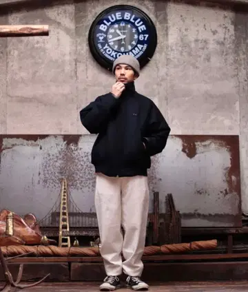 니트 멜톤 유틸리티 자켓 네이비