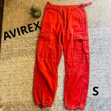 [ AVIREX ] 레드 카고 팬츠 S 사이즈 발목 끈 사용