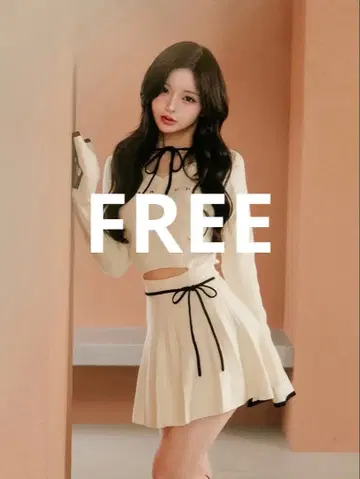 darich 허리 오픈 리본 디자인 니트 미니 원피스 FREE