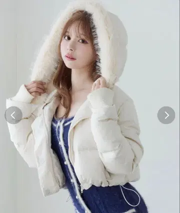 eatme 후드 다운 블루종 화이트