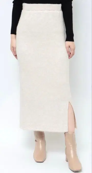 아이보리 슬릿 타이 스커트 S 사이즈