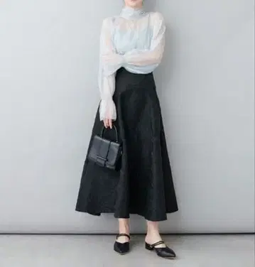 택 포함 미사용 osono 플라워 자카드 스커트