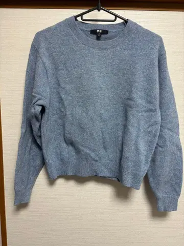 UNIQLO 크루넥 스웨터 M 라이트 블루 울 100%