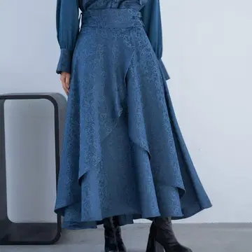HARE 자카드 플러시 레이어드 스커트 블루
