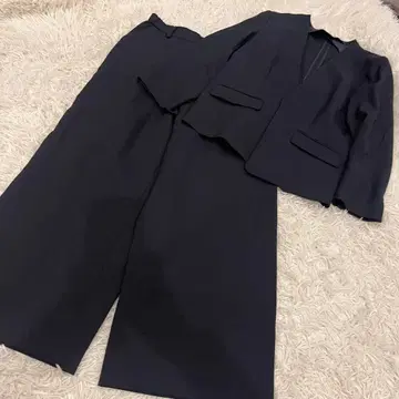 빅 사이즈 13호 네이비 노카라 자켓 셋업 졸업식