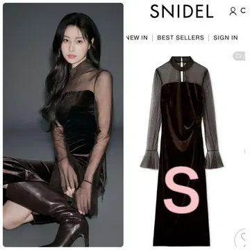 완판 신상 새상품 SNIDEL 시어 도킹 벨로아 드레스 BRW