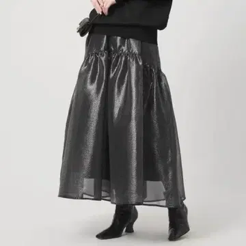 [ 새상품 ] 스켈레톤 샤인 자카드 스커트 워셔블 S