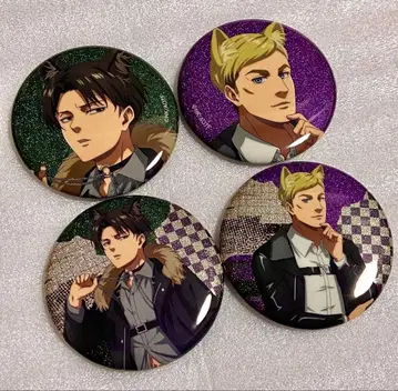 진격의 거인 마루이 글리터 캔뱃지 엘빈&리바이 늑대인간ver.