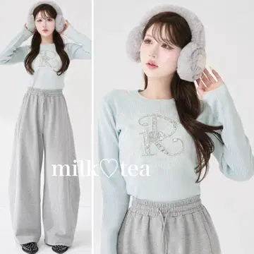 택 포함 새상품 다리치 색스 DR 비쥬 플라워 리브 니트탑 프리