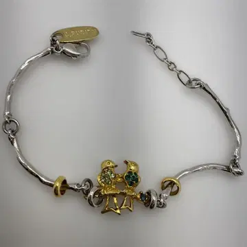 작은 새 모티브 실버 골드 팔찌