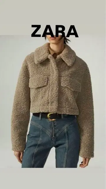 ZARA 크롭 페이크 보아 셔츠 자켓 브라운