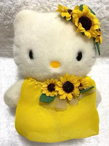 레트로 헬로키티 봉제 인형 해바라기 꽃 모티브