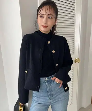 [새상품 즉시 발송] anuans 오리지널 버튼 노카라 니트 자켓