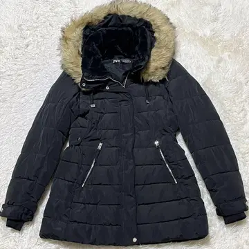 새상품급 ZARA 패딩 자켓 세미롱 블랙 퍼 포함 2way M