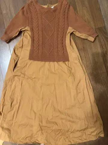 브라운 니트 드레스 긴팔 원피스