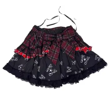 h.naoto H.jelly 체크 스커트