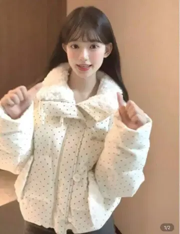 shein 퀼팅 다운 도트 화이트