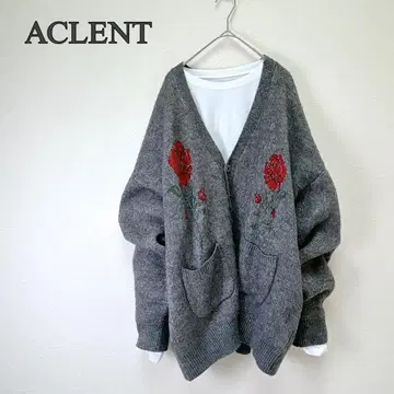 ACLENT 아클렌트 자카드 장미 로즈 가디건 앤티크
