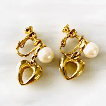 9펄 x 골드 하트 귀찌 ELLE 각인 있음