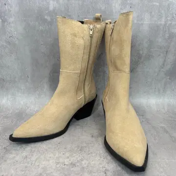 [ 미사용 새상품 ] 본트레 사이드 고어 부츠 포인티드 베이지 스웨이드